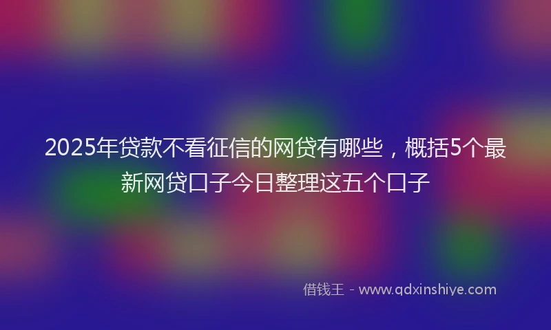 2025年贷款不看征信的网贷有哪些，概括5个最新网贷口子今日整理这五个口子