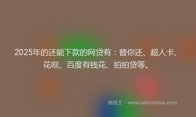 2025年的还能下款的网贷有：替你还、超人卡、花呗、百度有钱花、拍拍贷等。