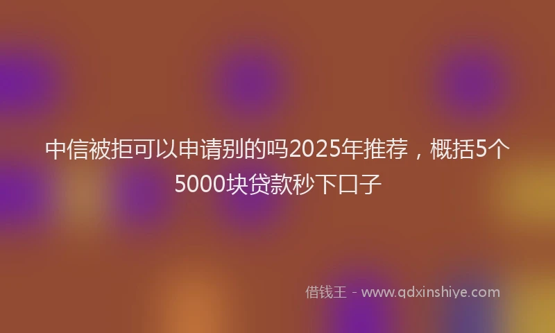 中信被拒可以申请别的吗2025年推荐，概括5个5000块贷款秒下口子