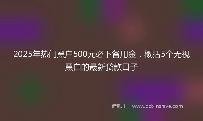 2025年热门黑户500元必下备用金，概括5个无视黑白的最新贷款口子