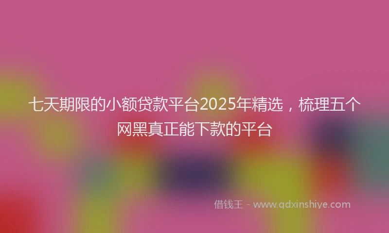 七天期限的小额贷款平台2025年精选，梳理五个网黑真正能下款的平台