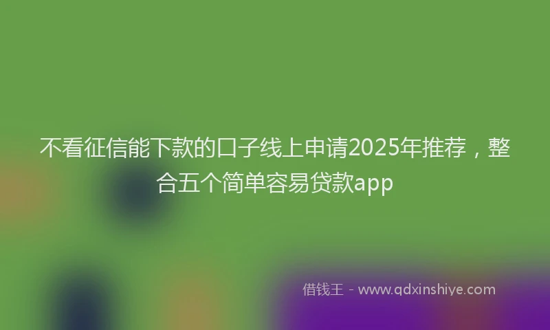 不看征信能下款的口子线上申请2025年推荐，整合五个简单容易贷款app