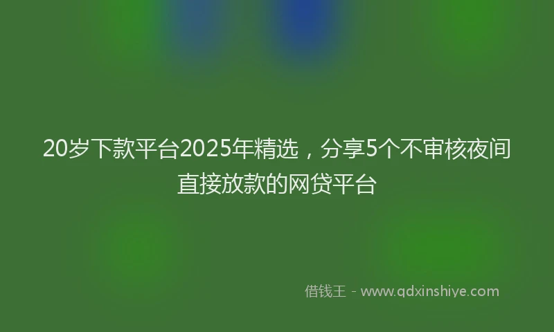 20岁下款平台2025年精选，分享5个不审核夜间直接放款的网贷平台