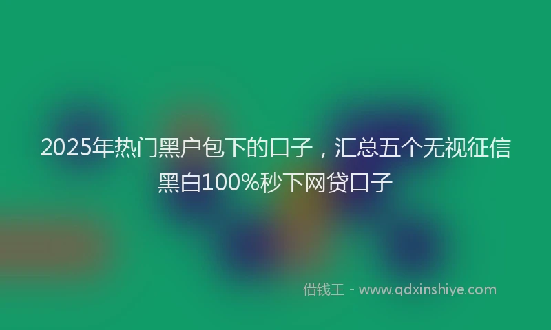 2025年热门黑户包下的口子，汇总五个无视征信黑白100%秒下网贷口子