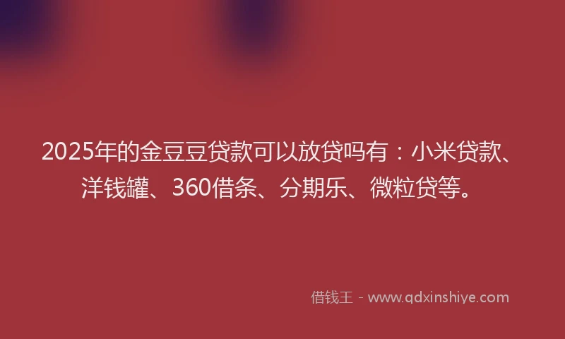2025年的金豆豆贷款可以放贷吗有：小米贷款、洋钱罐、360借条、分期乐、微粒贷等。