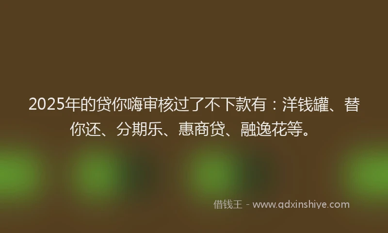 2025年的贷你嗨审核过了不下款有：洋钱罐、替你还、分期乐、惠商贷、融逸花等。