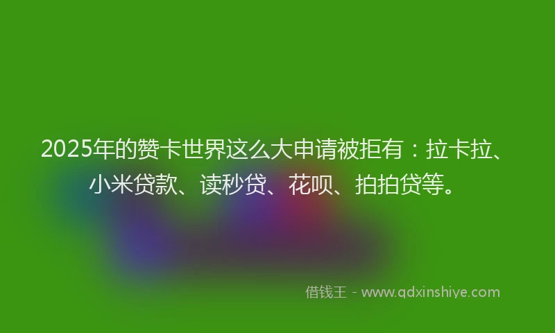 2025年的赞卡世界这么大申请被拒有：拉卡拉、小米贷款、读秒贷、花呗、拍拍贷等。