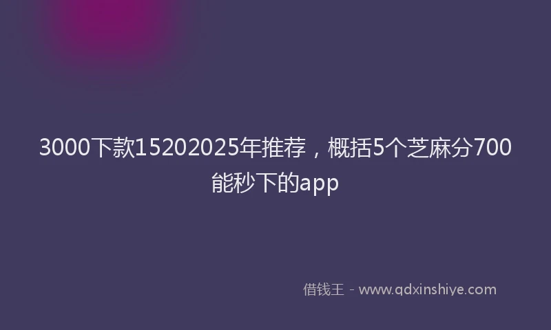 3000下款15202025年推荐，概括5个芝麻分700能秒下的app