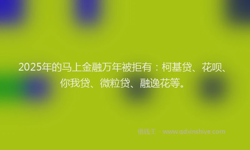 2025年的马上金融万年被拒有：柯基贷、花呗、你我贷、微粒贷、融逸花等。