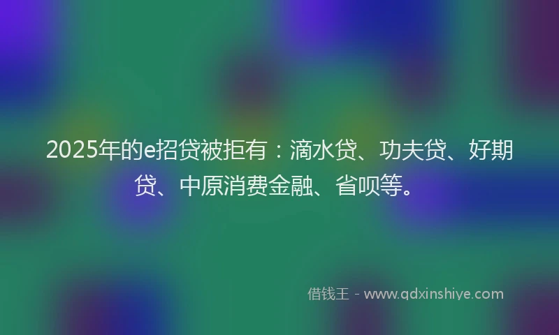 2025年的e招贷被拒有：滴水贷、功夫贷、好期贷、中原消费金融、省呗等。