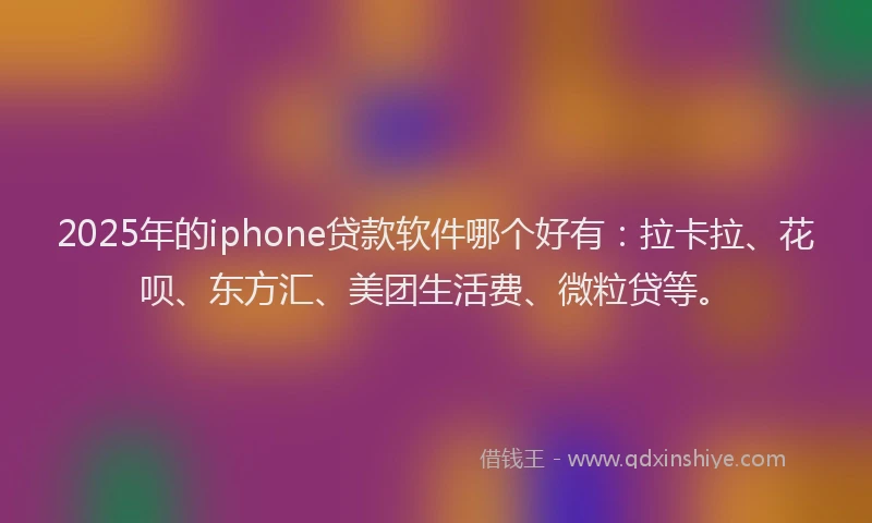 2025年的iphone贷款软件哪个好有：拉卡拉、花呗、东方汇、美团生活费、微粒贷等。