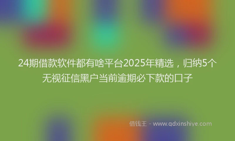 24期借款软件都有啥平台2025年精选，归纳5个无视征信黑户当前逾期必下款的口子