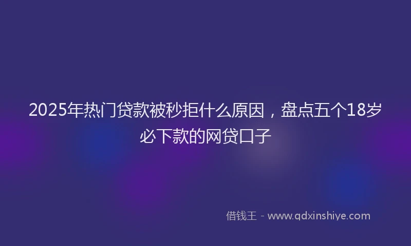 2025年热门贷款被秒拒什么原因，盘点五个18岁必下款的网贷口子