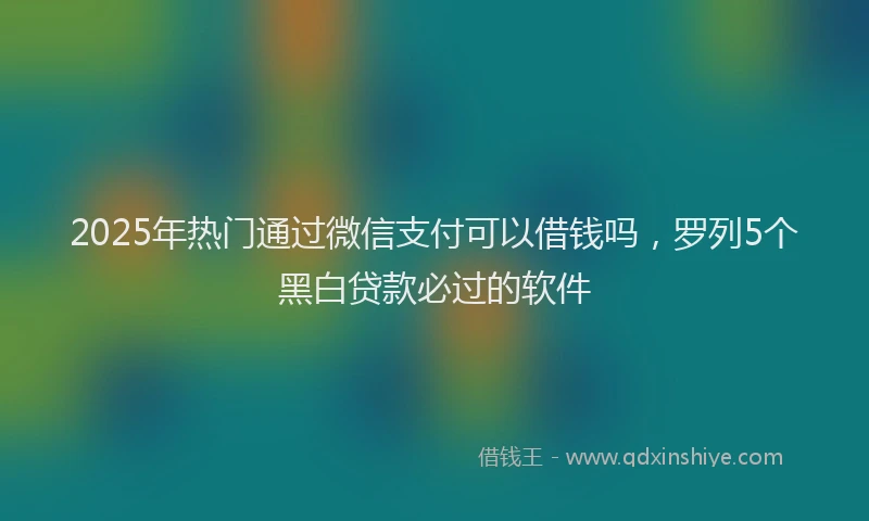 2025年热门通过微信支付可以借钱吗，罗列5个黑白贷款必过的软件
