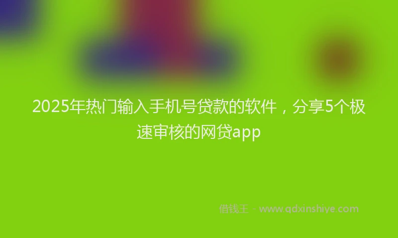2025年热门输入手机号贷款的软件，分享5个极速审核的网贷app