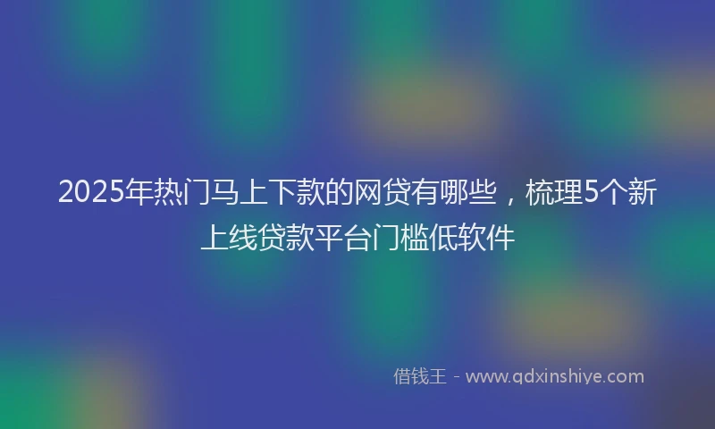 2025年热门马上下款的网贷有哪些，梳理5个新上线贷款平台门槛低软件