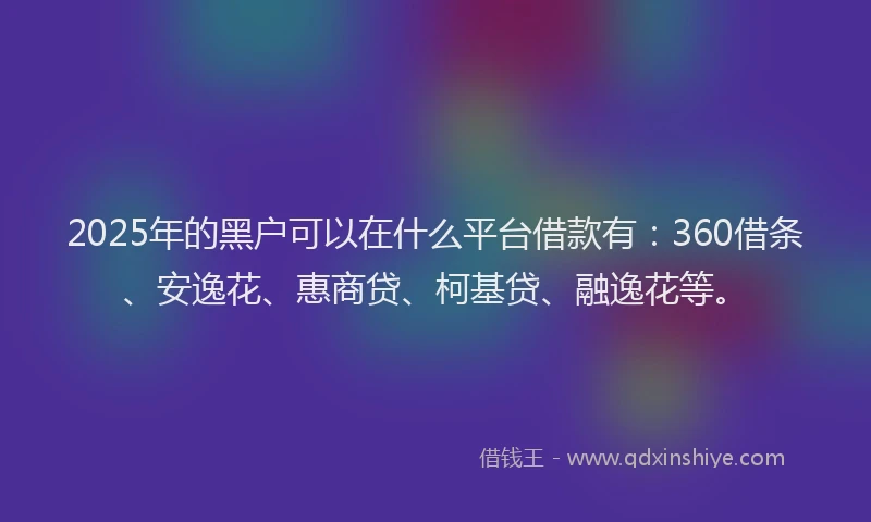 2025年的黑户可以在什么平台借款有：360借条、安逸花、惠商贷、柯基贷、融逸花等。
