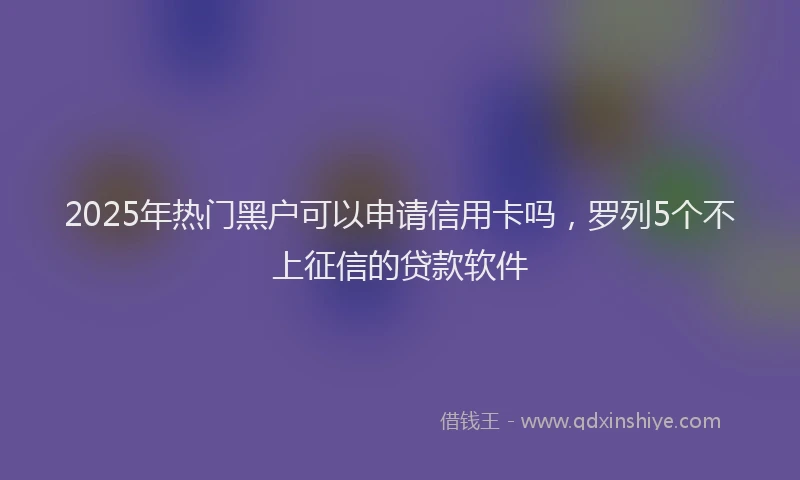 2025年热门黑户可以申请信用卡吗，罗列5个不上征信的贷款软件