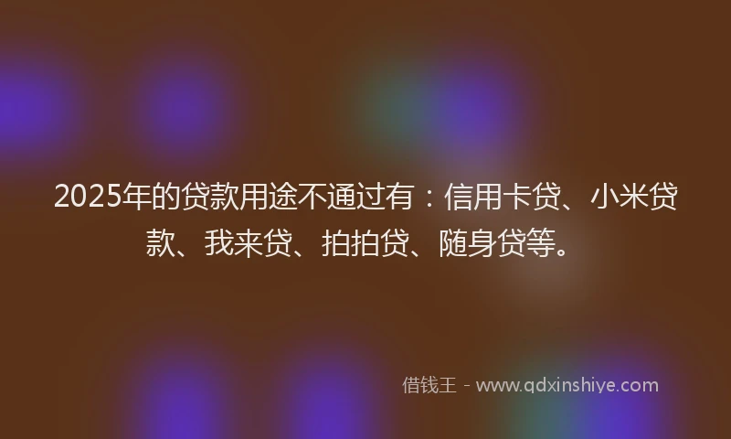 2025年的贷款用途不通过有：信用卡贷、小米贷款、我来贷、拍拍贷、随身贷等。