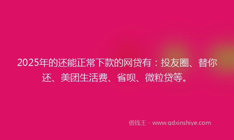 2025年的还能正常下款的网贷有：投友圈、替你还、美团生活费、省呗、微粒贷等。