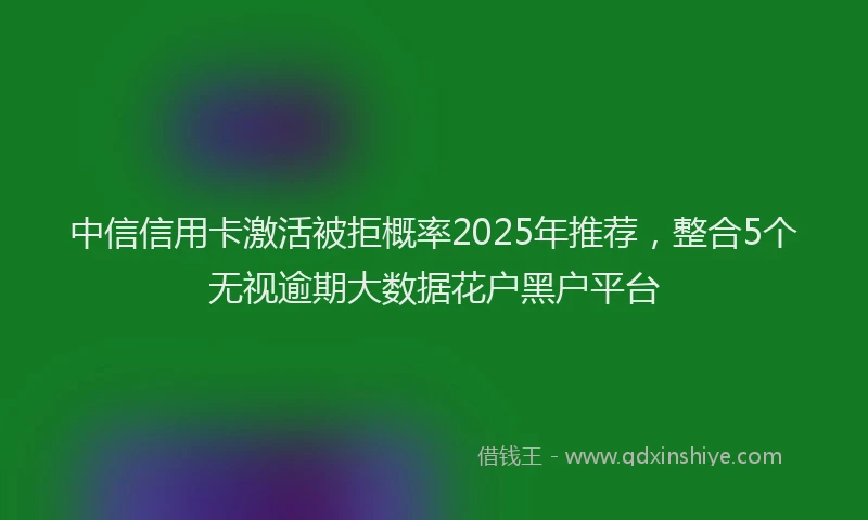 中信信用卡激活被拒概率2025年推荐，整合5个无视逾期大数据花户黑户平台