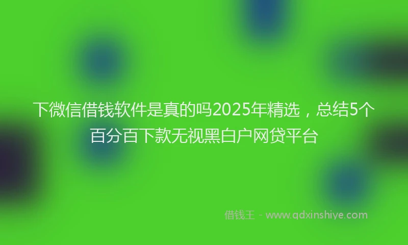 下微信借钱软件是真的吗2025年精选，总结5个百分百下款无视黑白户网贷平台
