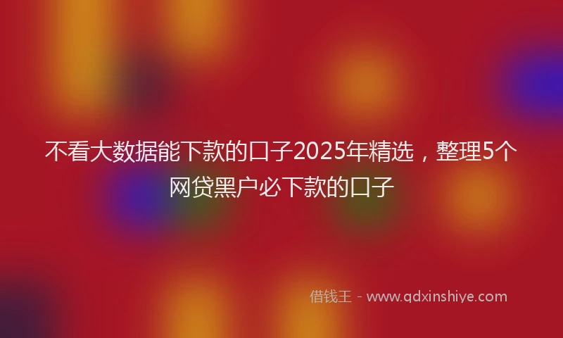 不看大数据能下款的口子2025年精选，整理5个网贷黑户必下款的口子