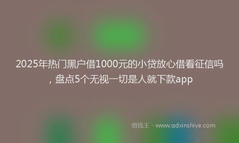 2025年热门黑户借1000元的小贷放心借看征信吗，盘点5个无视一切是人就下款app