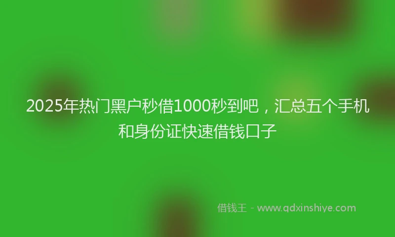 2025年热门黑户秒借1000秒到吧，汇总五个手机和身份证快速借钱口子