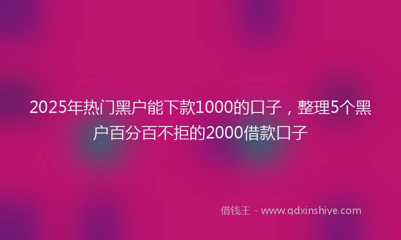 2025年热门黑户能下款1000的口子，整理5个黑户百分百不拒的2000借款口子