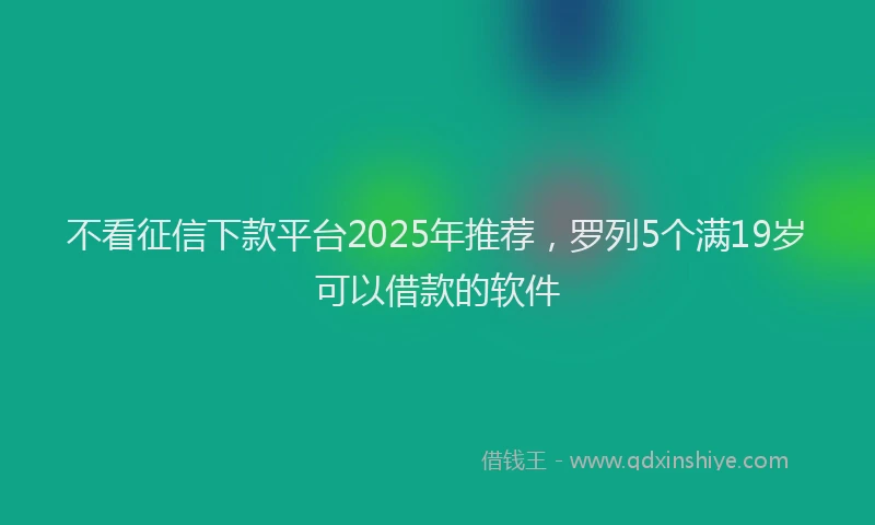 不看征信下款平台2025年推荐，罗列5个满19岁可以借款的软件