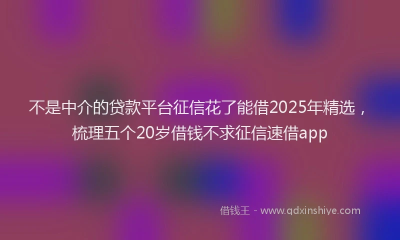 不是中介的贷款平台征信花了能借2025年精选，梳理五个20岁借钱不求征信速借app
