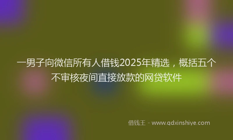 一男子向微信所有人借钱2025年精选，概括五个不审核夜间直接放款的网贷软件