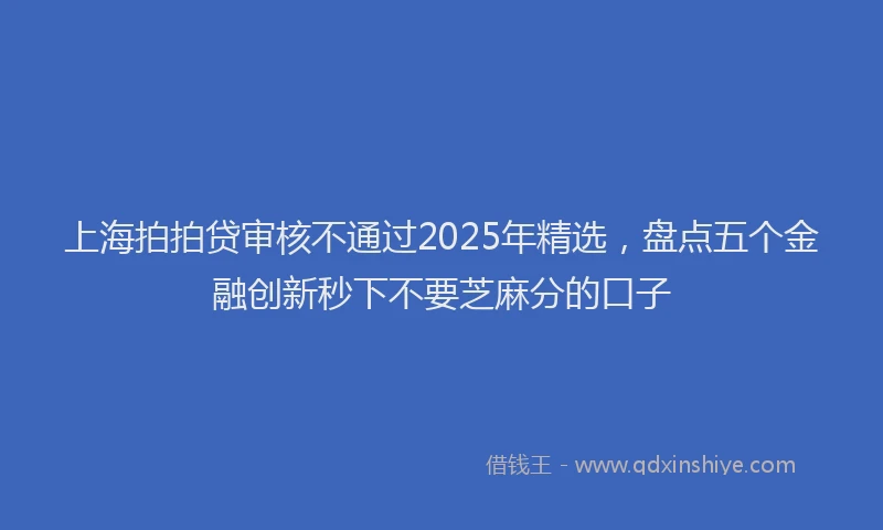 上海拍拍贷审核不通过2025年精选，盘点五个金融创新秒下不要芝麻分的口子