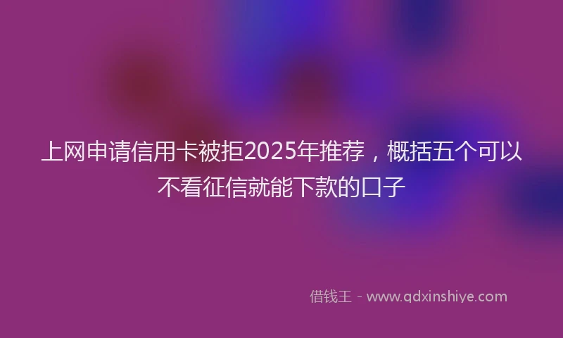上网申请信用卡被拒2025年推荐，概括五个可以不看征信就能下款的口子