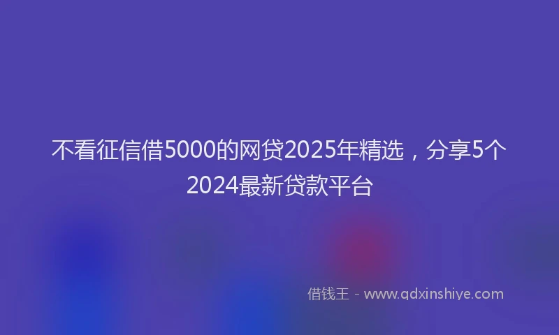 不看征信借5000的网贷2025年精选，分享5个2024最新贷款平台