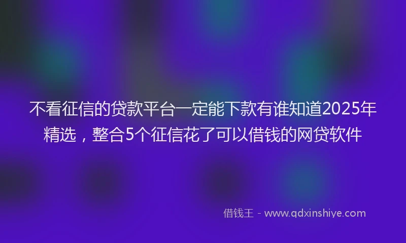 不看征信的贷款平台一定能下款有谁知道2025年精选，整合5个征信花了可以借钱的网贷软件
