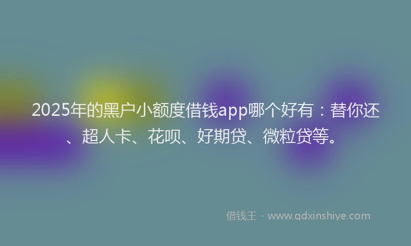 2025年的黑户小额度借钱app哪个好有：替你还、超人卡、花呗、好期贷、微粒贷等。