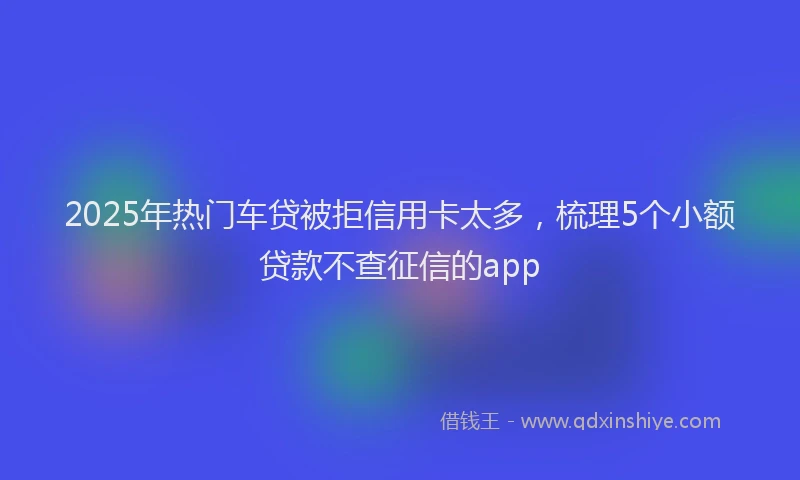2025年热门车贷被拒信用卡太多，梳理5个小额贷款不查征信的app