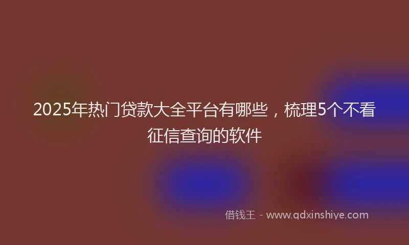 2025年热门贷款大全平台有哪些，梳理5个不看征信查询的软件