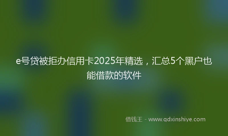 e号贷被拒办信用卡2025年精选，汇总5个黑户也能借款的软件