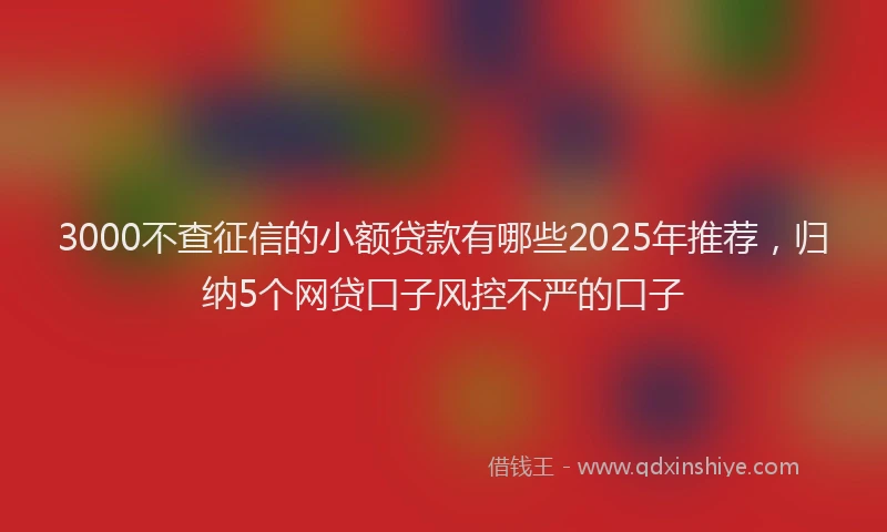 3000不查征信的小额贷款有哪些2025年推荐，归纳5个网贷口子风控不严的口子