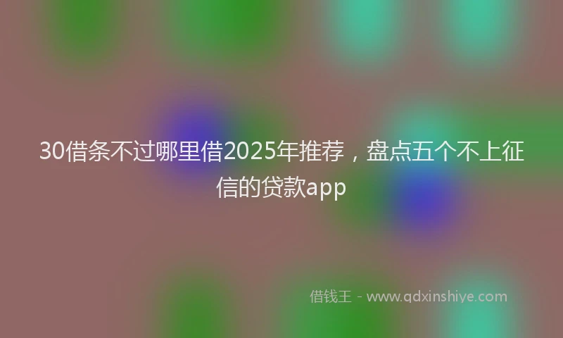 30借条不过哪里借2025年推荐，盘点五个不上征信的贷款app