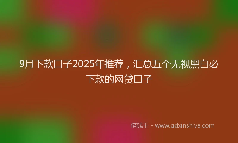 9月下款口子2025年推荐，汇总五个无视黑白必下款的网贷口子