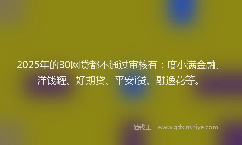 2025年的30网贷都不通过审核有：度小满金融、洋钱罐、好期贷、平安i贷、融逸花等。