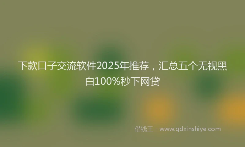 下款口子交流软件2025年推荐，汇总五个无视黑白100%秒下网贷