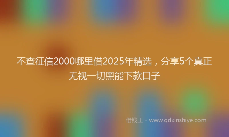 不查征信2000哪里借2025年精选，分享5个真正无视一切黑能下款口子