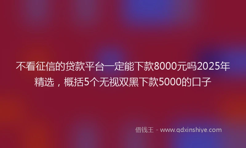 不看征信的贷款平台一定能下款8000元吗2025年精选，概括5个无视双黑下款5000的口子