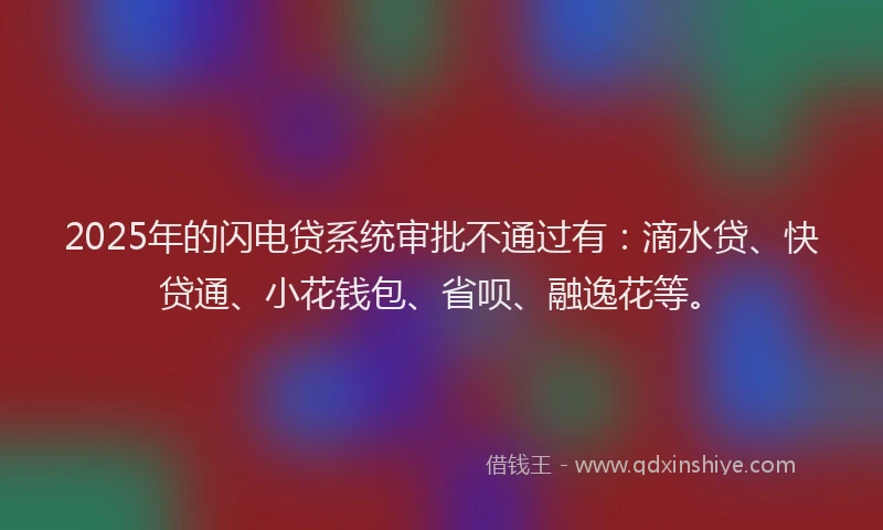 2025年的闪电贷系统审批不通过有：滴水贷、快贷通、小花钱包、省呗、融逸花等。