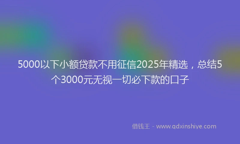 5000以下小额贷款不用征信2025年精选，总结5个3000元无视一切必下款的口子